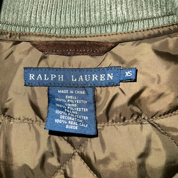 Ralph Lauren women’s Green Brown Quilted Vest Jacket Leather Hunting XS - Picture 2 of 4